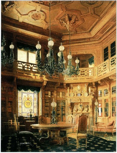 Biblioteca del Palacio Anichkov. Pintura de 1869 de Бобров А.А.